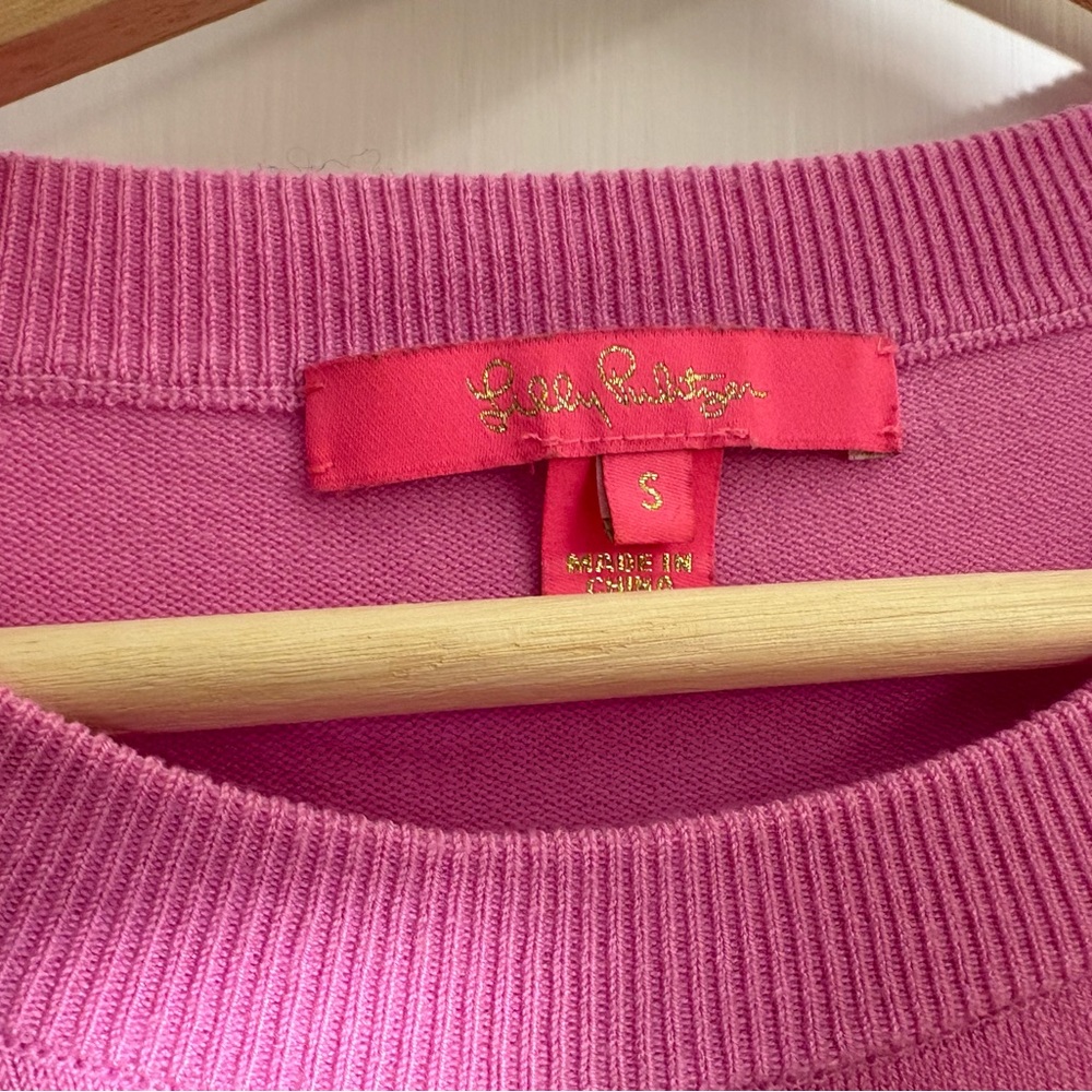 Lilly Pulitzer Pink Sweater with Rhinestone Cluster Embellishment Women S - Picture 3 of 9